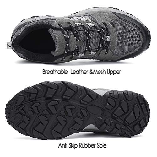 Dannto Zapatillas de Deporte Hombre Zapatos para Correr Aire Libre y Deporte Athletic Cordones Zapatillas De Running Trail Tenis Basket Respirable Gimnasio Sneakers （Gris-H,43