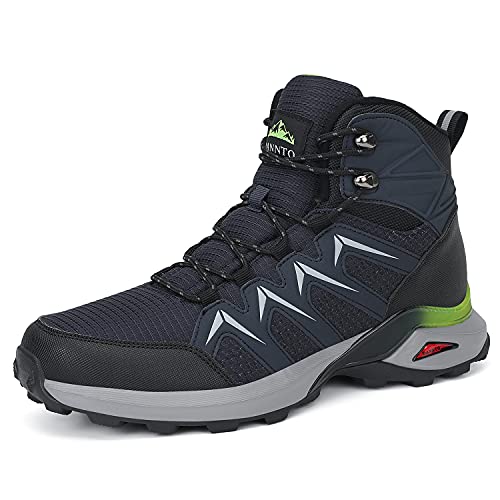 Dannto Zapatillas Trekking Hombre Antideslizante Zapatillas de Senderismo Montaña Botas de Senderismo Hombre Resistentes a la abrasión para Exteriores Caminar(Azul marino,44）