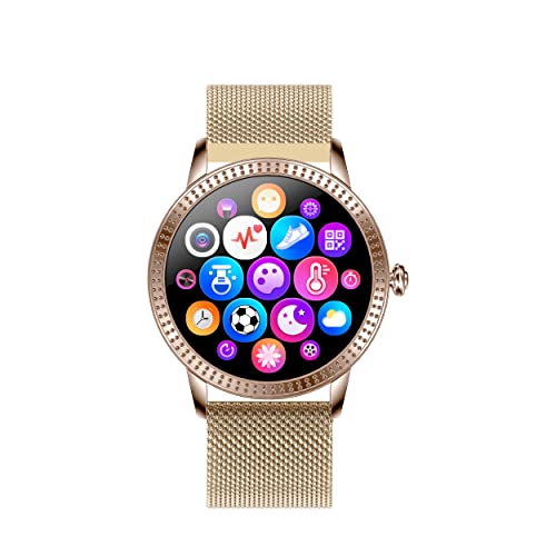 DCU Tecnologic | Smartwatch Jewel | Reloj Inteligente | Ultra Ligero y Delgado en aleación de Zinc | Pantalla táctil de 1,08" | IPS Alta definición | Color Oro Rosado