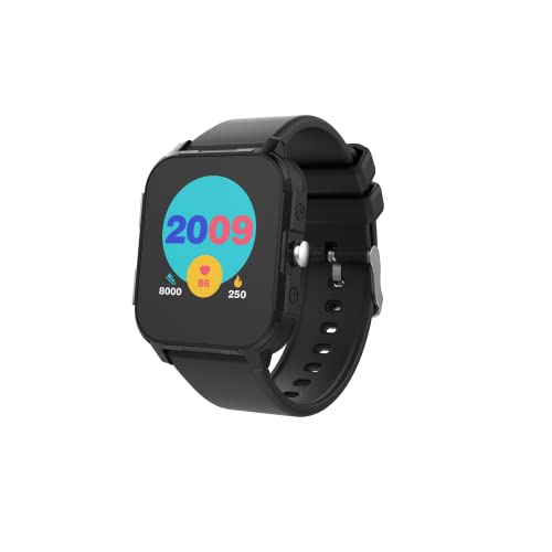 DCU Tecnologic | Smartwatch Junior | Reloj Inteligente Niños | Apto para niños de 7 a 14 años | Pantalla táctil de 1,44" | Más de 100 diseños de Pantalla Disponibles | Color Negro