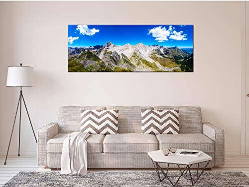 DECLINA - Cuadro de Fotos de montaña, Cuadro de Paisaje, Cuadro Decorativo de Pared, Cuadro Decorativo, Cuadro de Fotos, Panorama pic de Anarena, 80 x 30 cm, Lona, 80x30 cm