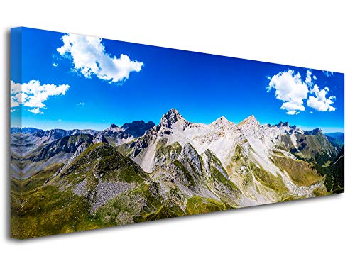 DECLINA - Cuadro de Fotos de montaña, Cuadro de Paisaje, Cuadro Decorativo de Pared, Cuadro Decorativo, Cuadro de Fotos, Panorama pic de Anarena, 80 x 30 cm, Lona, 80x30 cm