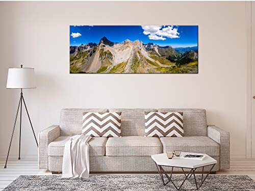 DECLINA - Cuadro de Fotos de montaña, Cuadro de Paisaje, Cuadro Decorativo de Pared, Cuadro Decorativo, Cuadro de Fotos panorámico con Las Agujas de Anarena, 80 x 30 cm, Lona, 120x50 cm