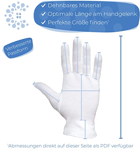 Dermatest: Excelente - Well B4® Care Guantes de algodón blanco, guantes de hilo hechos de 100% algodón para su protección cuando tenga la piel seca, 3 pares, guantes, tamaño M