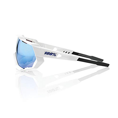 Desconocido 100% Speedtrap - Gafas de ciclismo unisex para adulto, color blanco mate y espejo azul