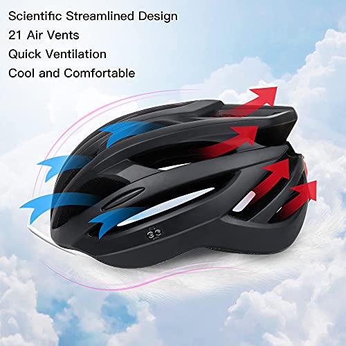 DesignSter Casco Bicicleta-Certificación CE y UKCA Unisex Adulto Unisexo Ajustable con Visera y Forro Desmontable Especializado para Ciclismo de Montaña Motocicleta（Negro）