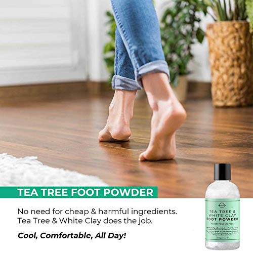 Desodorante Natural en Polvo Para el Cuidado De Los Pies. Reduce Sudor y Micosis Uñas. Antifúngico, con Aceite Esencial de Árbol de Té. Sin Talco Elimina Malos Olores zapatos y pies . Unisex 75gr