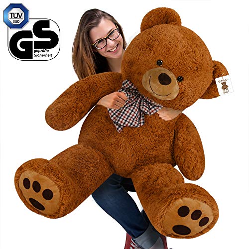 Deuba Oso de Peluche Grande con Lazo Marrón 100cm Osito Teddy Muñeco de Suave Felpa Juguete Regalo