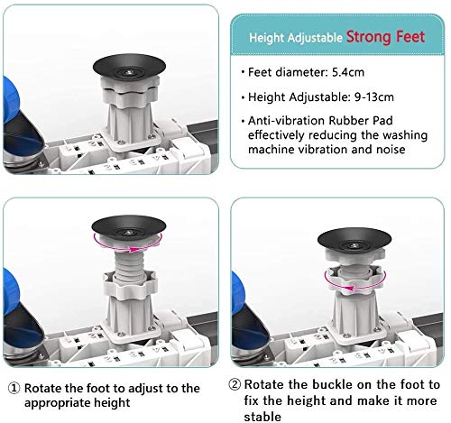 DEWEL Base Lavadora con Ruedas Ajustable Soporte Nevera Frigorifico,Carga Maxima 250kg