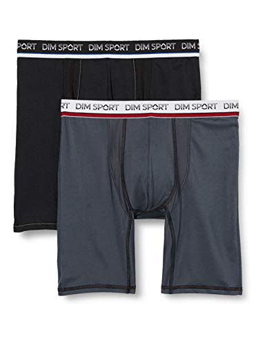 Dim Sport Boxer Long Micro Fibre X1, Gris Granit/Noir, M para Hombre