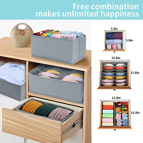 DIMJ Organizador Cajones Juego de 7 Cajas Almacenaje Plegables de Tela Para Guardar Ropa, Cajas Organizadoras de Almacenamiento de Cajones Divisores para Sujetadores, Calcetines, Ropa Interior