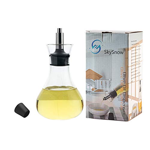 Dispensador De Aceite De Oliva.Botellas De Vidrio Y Vertedor Vertedor Para Cocina,Crucero / Decantador De Aceite Y Vinagre,Con Caño Tapado Sin Goteo,Contenedor De Condimento Líquido 250ML