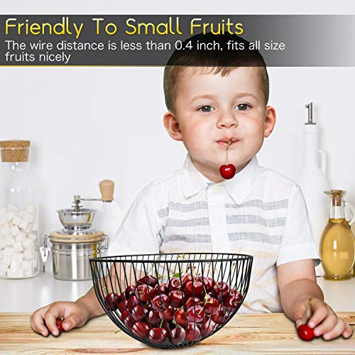 DMAR Frutero Frutera Metal Negro Cesta de Frutas Frutera 25x14 cm Fruteros Moderno Cesto de Fruta Fruit Bowl Fruteros de Cocina