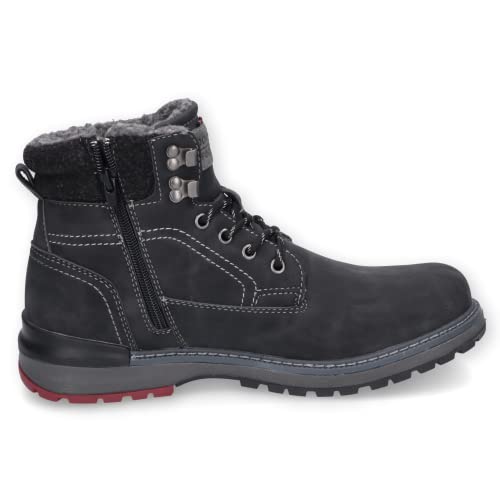 Dockers by Gerli Winter Boot Hombre Botas de Cordones Negro EU44, Cuero, Suela de Goma,