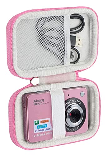 Dogggy Estuche para la Camara Caja de Viaje Duro for Mega píxeles/CAMKING/GOR DVE/Youseet 2.7" LCD Mini cámara Digital de cámara Cámara compacta Bolsa de cámara básica (Color : Pink+White)