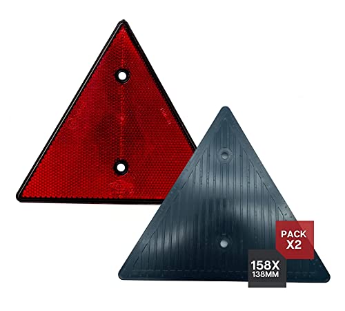 DOJA Barcelona | Reflectante para Remolques Triangular con Agujeros | Pack 2 | Triangulos Remolque Reflectantes Remolque, Catadioptrico Tractor, Catadioptrico Moto, Coche, Caravana y Autocaravana