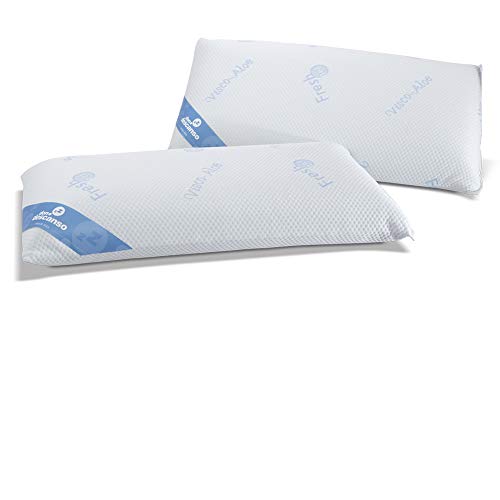 Don Descanso Pack 2 Almohadas Viscoelásticas Gel Fresh con Copos 100% Viscoelásticos, 70cm, Firmeza Media, Ergonómicas, Adaptables, Termoreguladora, Transpirables, Tejido Strech. Fabricadas en España