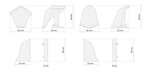 DQ-PP - Listón de esquina izquierda | Fino Hawana claro | 38 x 25 mm | PVC | Listón de cocina | Listón de terminal de cocina cocina | Listones de terminación de pared para tablero de mesa