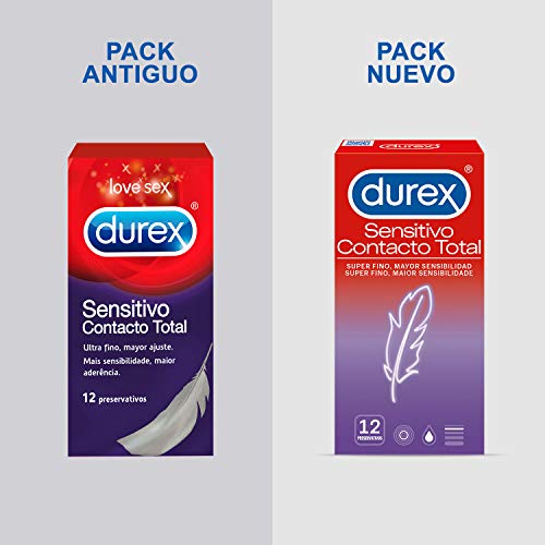 Durex Preservativos Super Finos Contacto Total para Mayor Sensibilidad - 12 condones