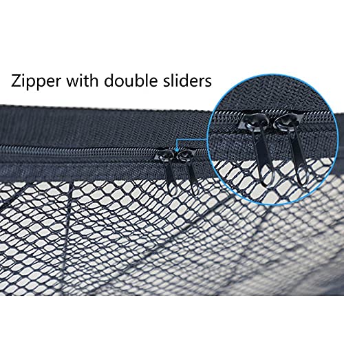 Duyifan Car Ceiling Cargo Net Pocket, Car Roof Storage Mesh Bag, Adjustable Double-Layer Mesh with Zipper Buckle, Draw The Rope to Increase The Bearing Capacity