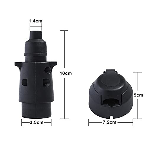 Eacalyc Enchufe de Remolque 7 Pines Y Zócalo de Remolque 7 Pines 12V Conector Enchufe de Remolque Hembra 7 Polos Eléctrico Zócalo de Remolque Macho Impermeable para Camión RV Barco o Remolque