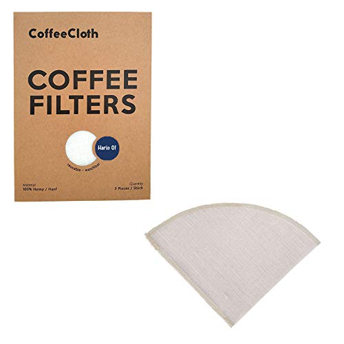 Earthtopia 3 Pack de Filtros De Café Reutilizables De Tela |100% Cáñamo | Bolsas De Filtro de Café Y Eco-Amigables | Filtros Permanentes (adecuado para Hario V60 01)