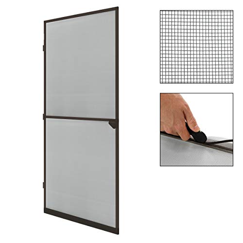 ECD Germany Mosquitera Enrollable para Puerta Ventana Color Marrón Resistente a la Intemperie 100x220 cm Tela de Fibra de Vidrio Armazón de Aluminio Malla Protectora Hogar contra Insectos Mosquitos