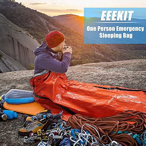 EEEKit 2 Paquetes Saco de Dormir de Emergencia, Saco de vivac térmico Ligero e Impermeable, Mantas de Supervivencia Saco de Nailon portátil para Acampar, IR de excursión, al Aire Libre