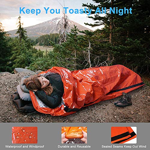 EEEKit 2 Paquetes Saco de Dormir de Emergencia, Saco de vivac térmico Ligero e Impermeable, Mantas de Supervivencia Saco de Nailon portátil para Acampar, IR de excursión, al Aire Libre