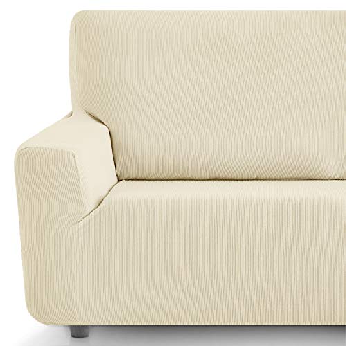 Eiffel Textile Funda Sofa Elastica Protector Adaptable Rústica Sofá, Marfil, 3 Plazas (180-240 cm)