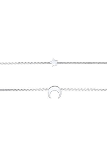 Elli Collares Gargantilla de señoras Astro Media Luna Estrellas Trend en plata de ley 925 bañada en oro rosa