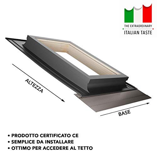 Emica - Claraboya con apertura Vasistas de Aluminio | Gama Best con Vidrio Aislante 3-9-3 | con Interior de Madera de Abeto | Asa con 4 posiciones de Apertura | Ventana de techo (55x72 Base x Altura)