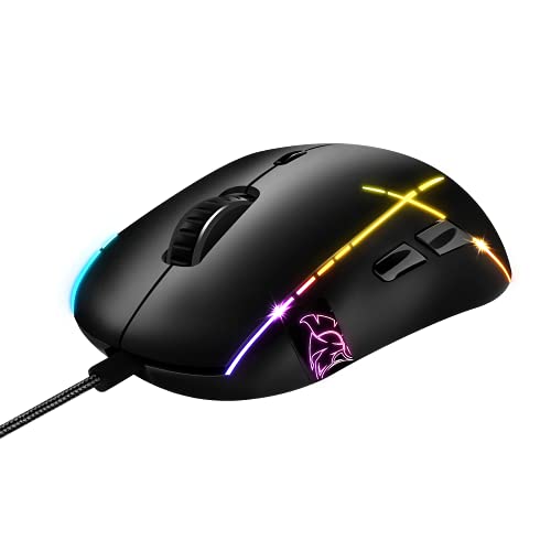 Empire Gaming - X-Blades Ratón Gamer con cable - Ambidiestro - Retroiluminación LED RGB - Ergonómico - 6400 DPI 1000Hz - 7 Botones programables - Software incluido