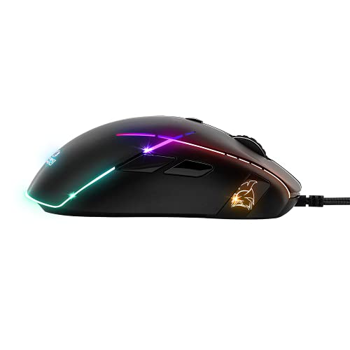 Empire Gaming - X-Blades Ratón Gamer con cable - Ambidiestro - Retroiluminación LED RGB - Ergonómico - 6400 DPI 1000Hz - 7 Botones programables - Software incluido