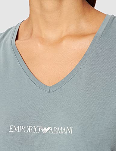 Emporio Armani Iconic Logoband Camiseta V-Neck, Mujer, Azul, L