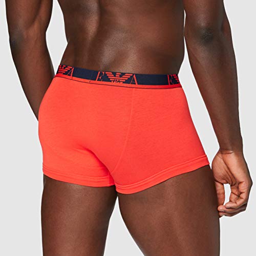 Emporio Armani Underwear 3-Pack Trunk Monogram Boxer, Mar/Anemon/Grenadine, L para Hombre