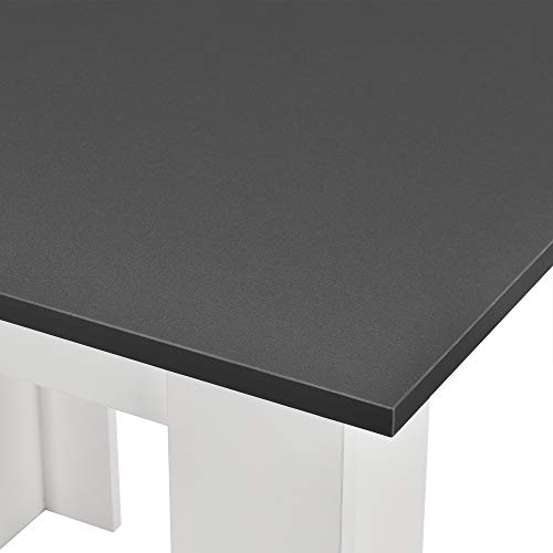 [en.casa] Mesa de Comedor Algermissen 80 x 80 x 76 cm Mesa de Cocina o Salón Cuadrada Escritorio para Oficina Mesa de Bistro para 4 Personas Gris Oscuro y Blanco