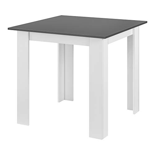 [en.casa] Mesa de Comedor Algermissen 80 x 80 x 76 cm Mesa de Cocina o Salón Cuadrada Escritorio para Oficina Mesa de Bistro para 4 Personas Gris Oscuro y Blanco