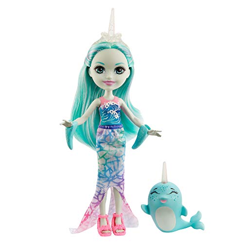 Enchantimals-Naddie Narwhal y Sword Muñeca con Mascota, multicolor (Mattel GJX41)