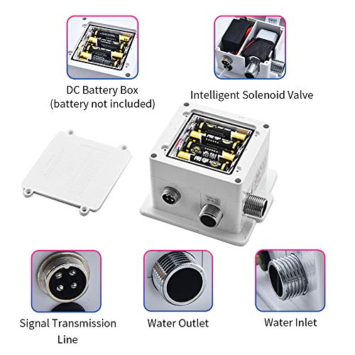 ENCOFT Grifo de Agua Automático con Sensor de Infrarrojos, Sin-contacto Grifo Batería Agua Fría para Lavabo Baño Grifo Touchless (Vertical-20cm)