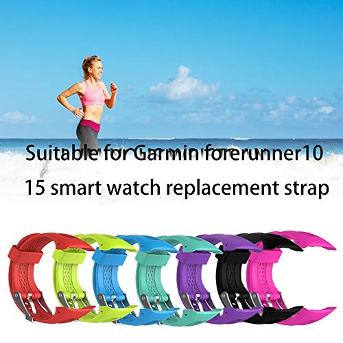 Enkomy Pulsera de Repuesto, Pulsera Ajustable de Silicona Suave como Repuesto con Herramienta para Garmin Forerunner 10 / Forerunner 15 GPS Running Watch