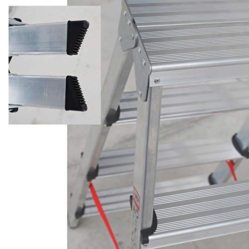 Escalera Tijera Plegable Doble Acceso en Aluminio 6 Peldaños, 6+6 Plataforma H.134.5 cm | Altura Alcanzable 2.9 metros, Certificada EN131 Capacidad Carga 150 kg. Fabricada en Europa. BTF-DDB06