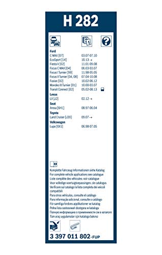 Escobilla limpiaparabrisas Bosch Rear H282, Longitud: 280mm – 1 escobilla limpiaparabrisas para la ventana trasera