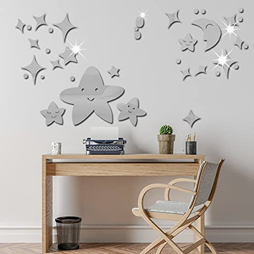 Espejo 3D,CHENKEE Pegatinas de Pared Espejo 3D Estrella Decoración para el Hogar Fondo de Sofá Calcomanías de Acrílico Pared Pegatinas de Pared Bricolaje para la Decoración del Hogar Espejos