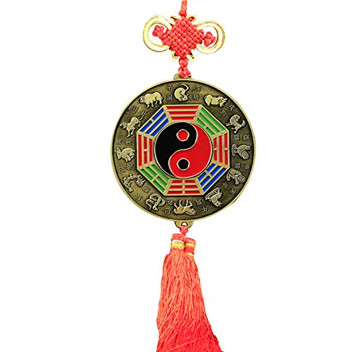 Espejo Bagua Chino de la Suerte Zodiaco chino Bagua Mirror Feng Shui Espejo espejo plano colgante decoración del hogar colgante for protección familiar Espejo Feng Shui para Negocios desde Casa