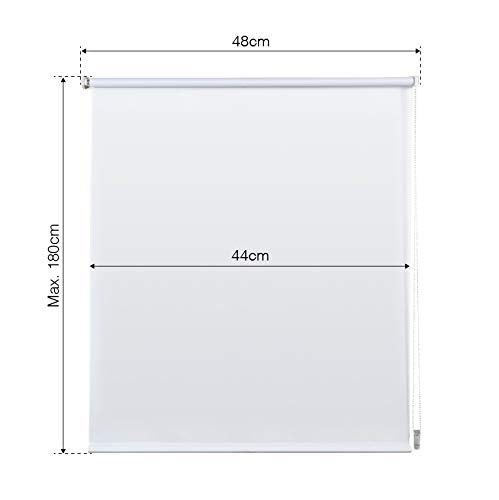 Estor Enrollable traslúcido EasyFix, fácil instalación sin taladrar, Ideal para Ventanas abatibles (45 cm x 180 cm, Blanco)