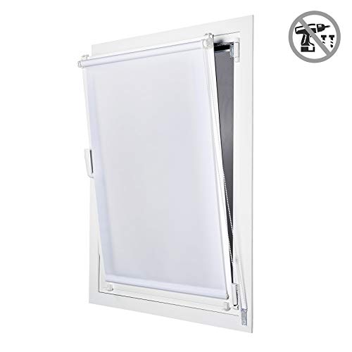 Estor Enrollable traslúcido EasyFix, fácil instalación sin taladrar, Ideal para Ventanas abatibles (45 cm x 180 cm, Blanco)