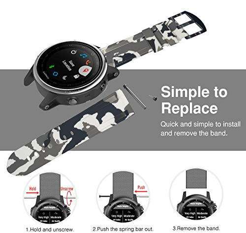 ESTUYOYA - Pulsera de Silicona Compatible con Garmin Fenix 6S / Fenix 6S Pro/Fenix 5S / Fenix 5S Plus / S2 Delta S, Colores de Camuflaje del Ejercito 20mm - Blanco