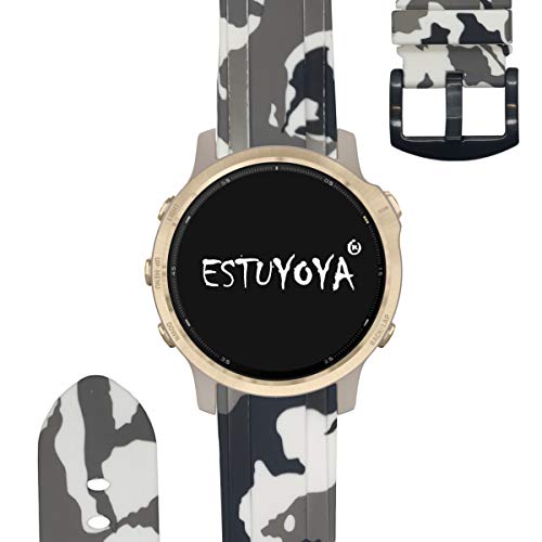 ESTUYOYA - Pulsera de Silicona Compatible con Garmin Fenix 6S / Fenix 6S Pro/Fenix 5S / Fenix 5S Plus / S2 Delta S, Colores de Camuflaje del Ejercito 20mm - Blanco