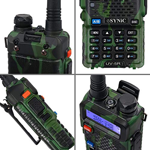 eSynic UV-5R Walkie Talkie 128 Canales VOX Banda Dual VHF/UHF con Pantalla LED de Memoria con Explosión Parpadeo de Alarma Soporta VOX para Sitio de Construcción Hotel Adventure Largo Alcance 3-5 km